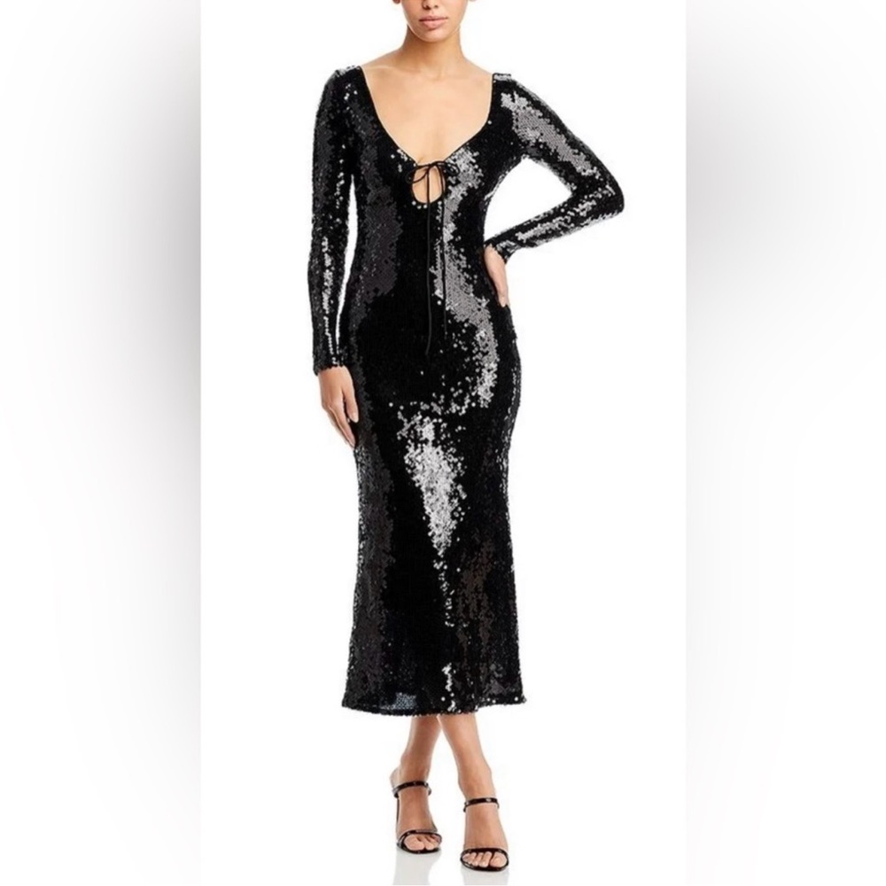 Bardot Black Sequin Long Sleeve Dress